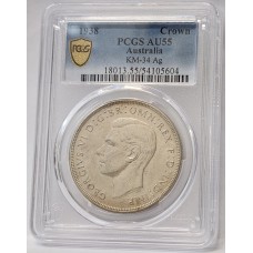 AUSTRALIA 1938 . CROWN . PCGS AU55